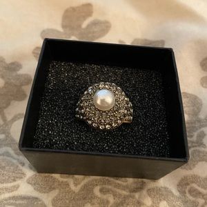 Heidi Daus Gemstone-encrusted and Pearl Ring